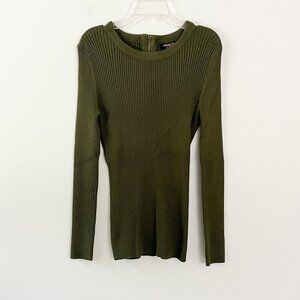 Hooked Up // Ribbed Knitted Round Neck Sweater Olive Green L